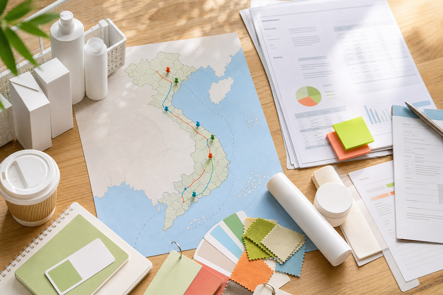 Globos Vietnam localization table with brand launch materials